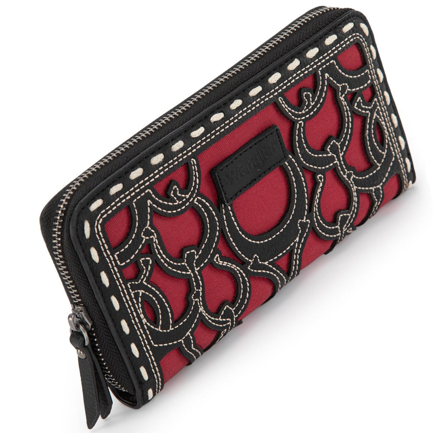 Wrangler WG292-W082BK - Black - Wrangler Horseshoe Cutout Zip Around Wallet