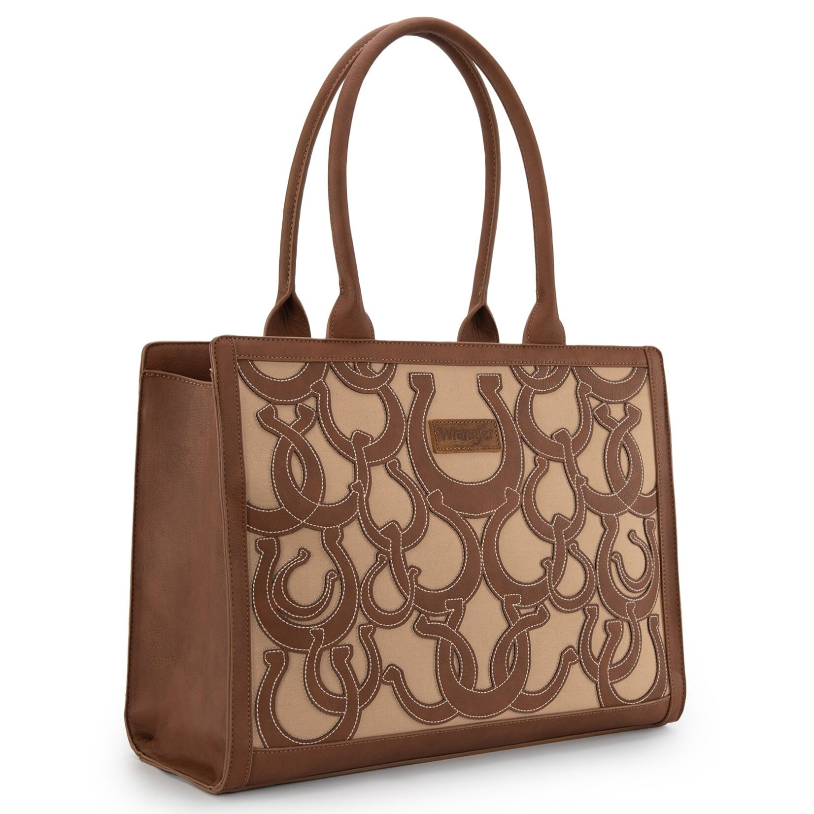 Wrangler WG292-8110BR - Brown - Wrangler Horseshoe Cutout Carry-All Large Tote