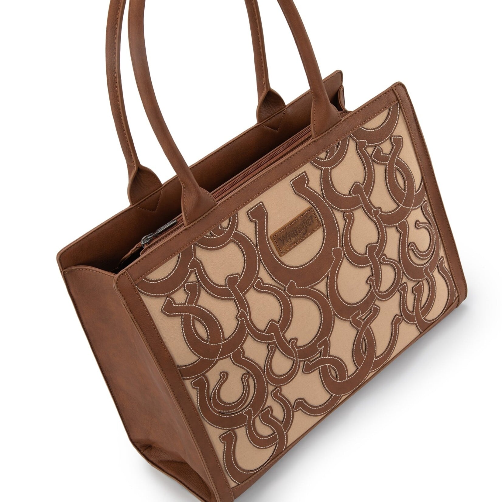Wrangler WG292-8110BR - Brown - Wrangler Horseshoe Cutout Carry-All Large Tote