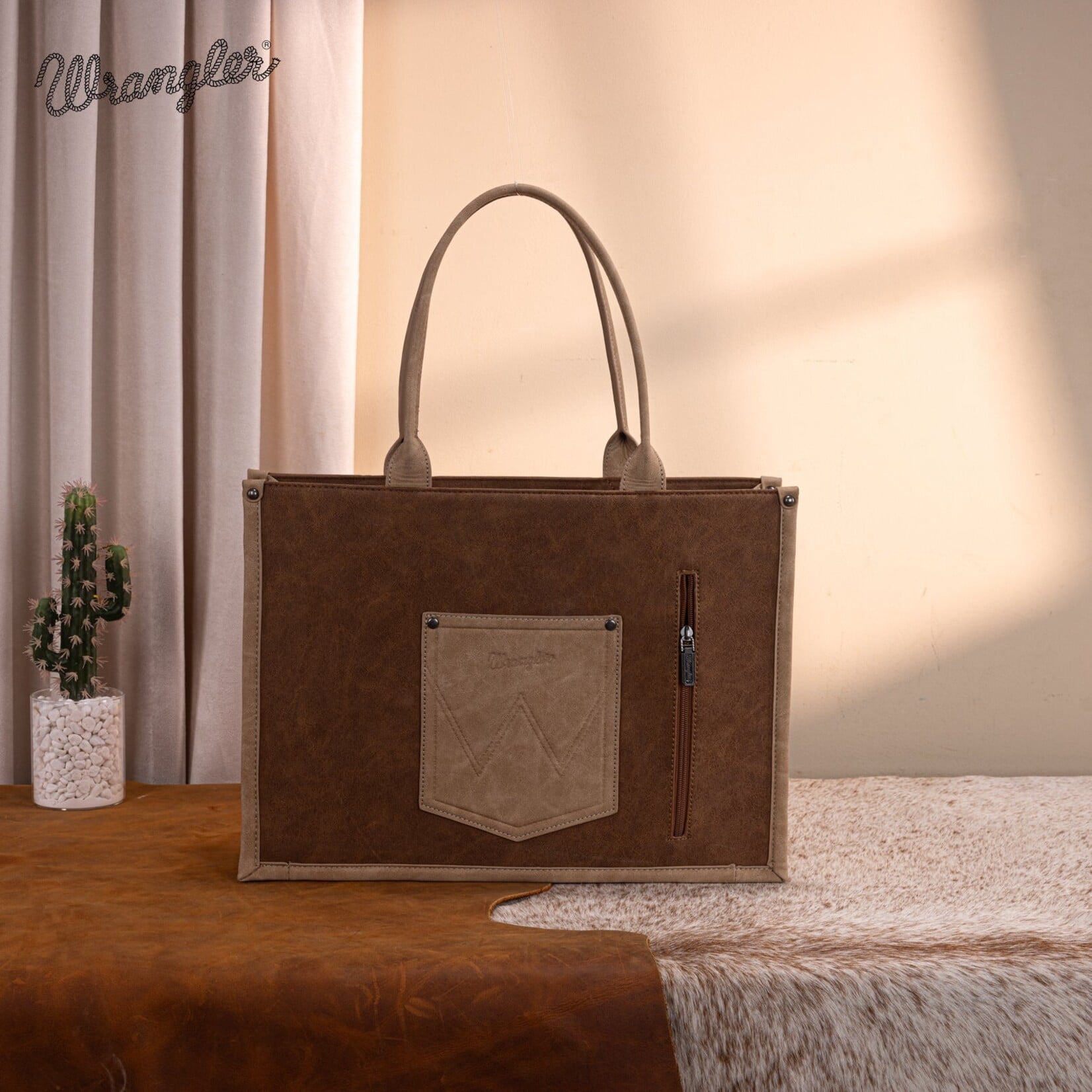 Wrangler WG250G-8119BR - Brown - Wrangler Buckle CC Large Tote
