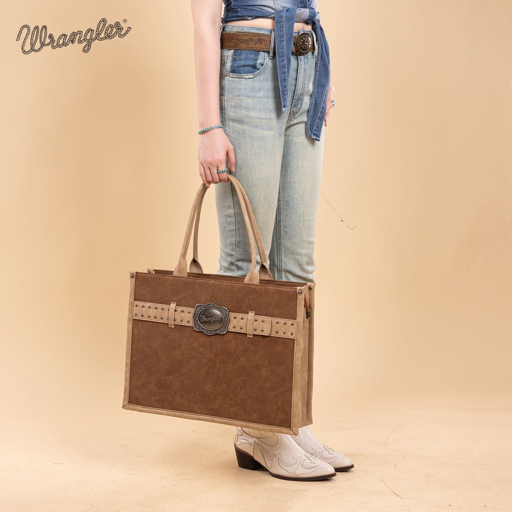 Wrangler WG250G-8119BR - Brown - Wrangler Buckle CC Large Tote