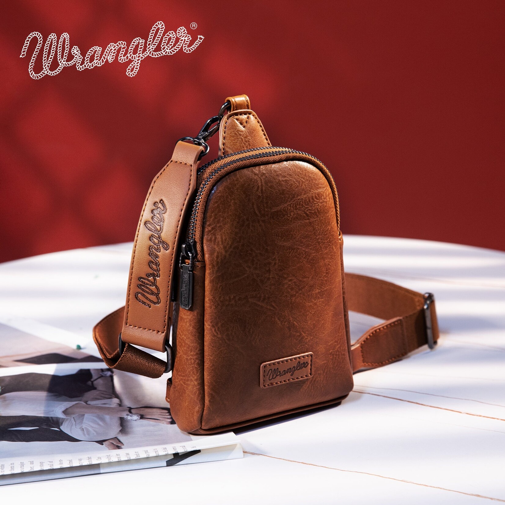 Wrangler WG87-210 - Light Brown - Wrangler Sling Bag/Crossbody