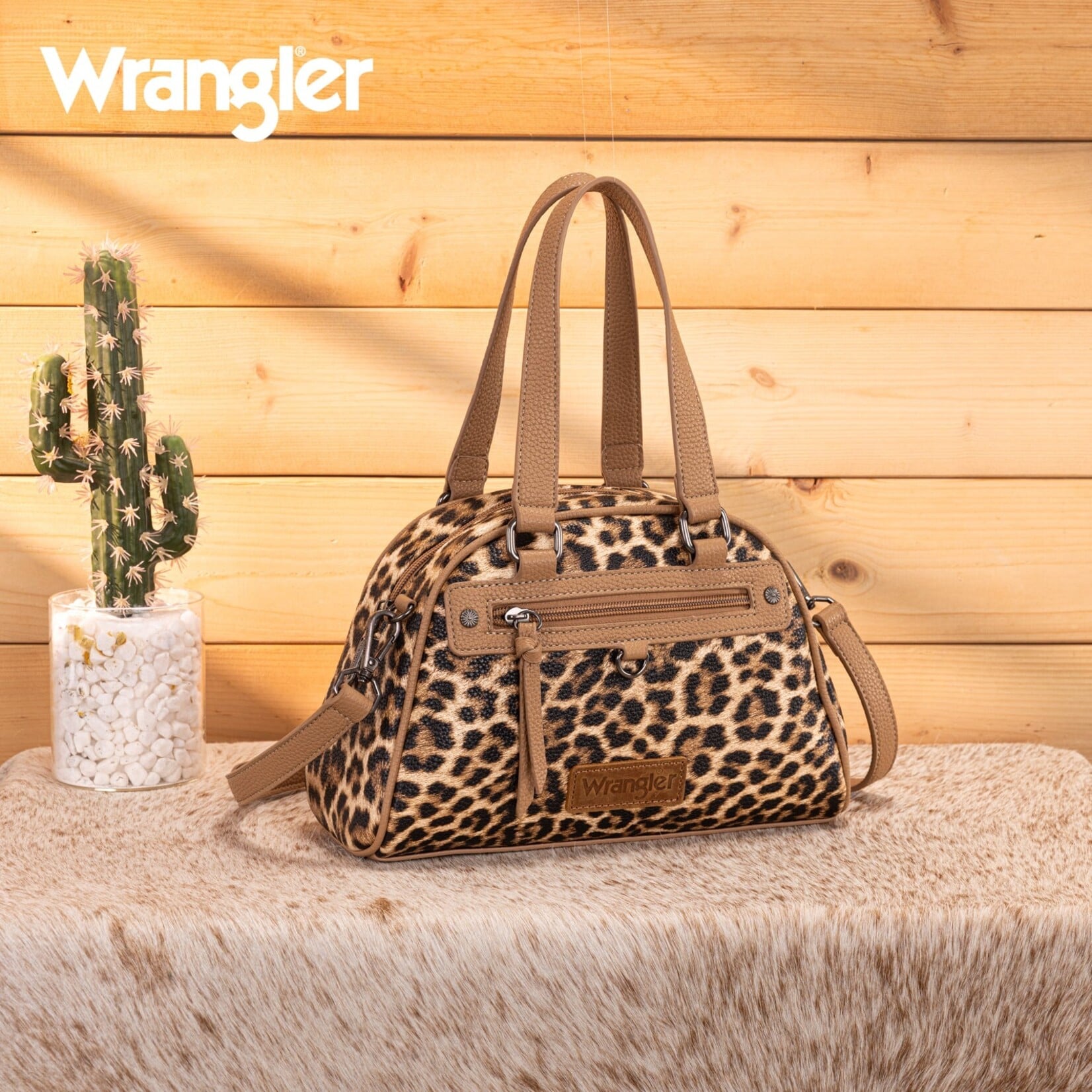 Wrangler WG399-5112BR-LP - Brown Leopard - Wrangler Satchel/Crossbody Bag