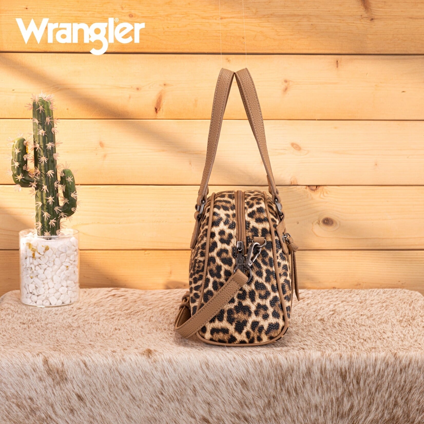 Wrangler WG399-5112BR-LP - Brown Leopard - Wrangler Satchel/Crossbody Bag