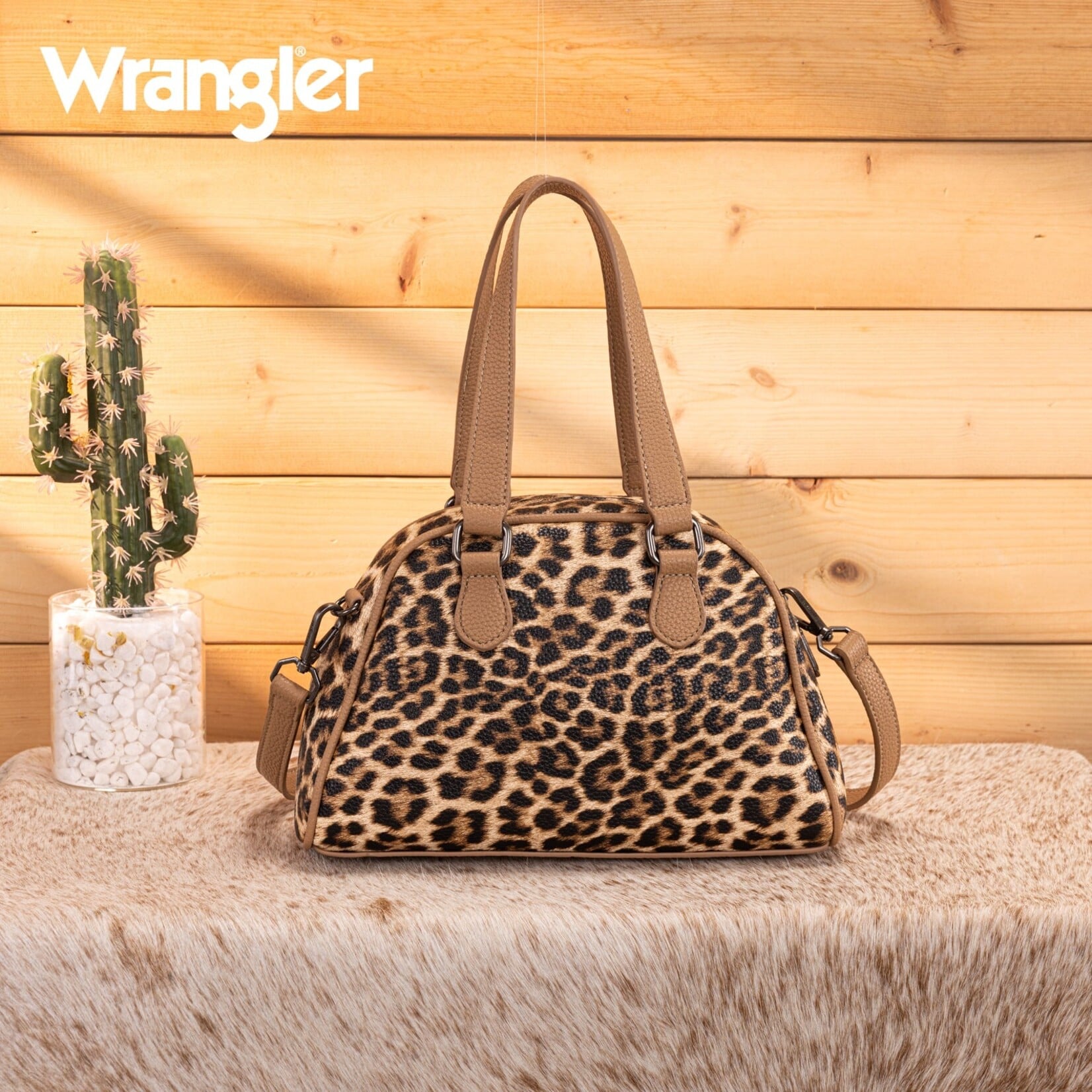 Wrangler WG399-5112BR-LP - Brown Leopard - Wrangler Satchel/Crossbody Bag
