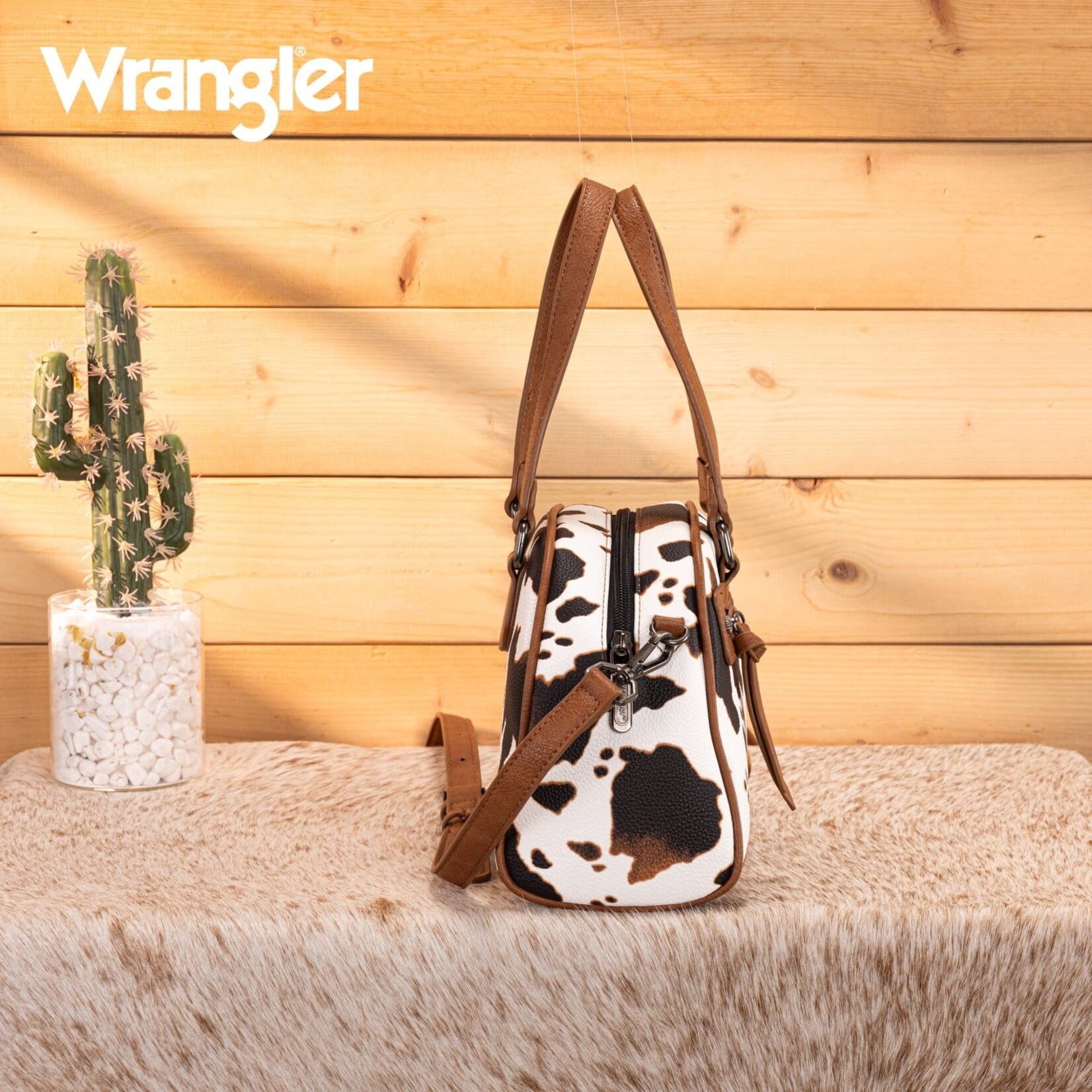 Wrangler WG399-5112BR-CW - Brown Cow - Wrangler Satchel/Crossbody Bag