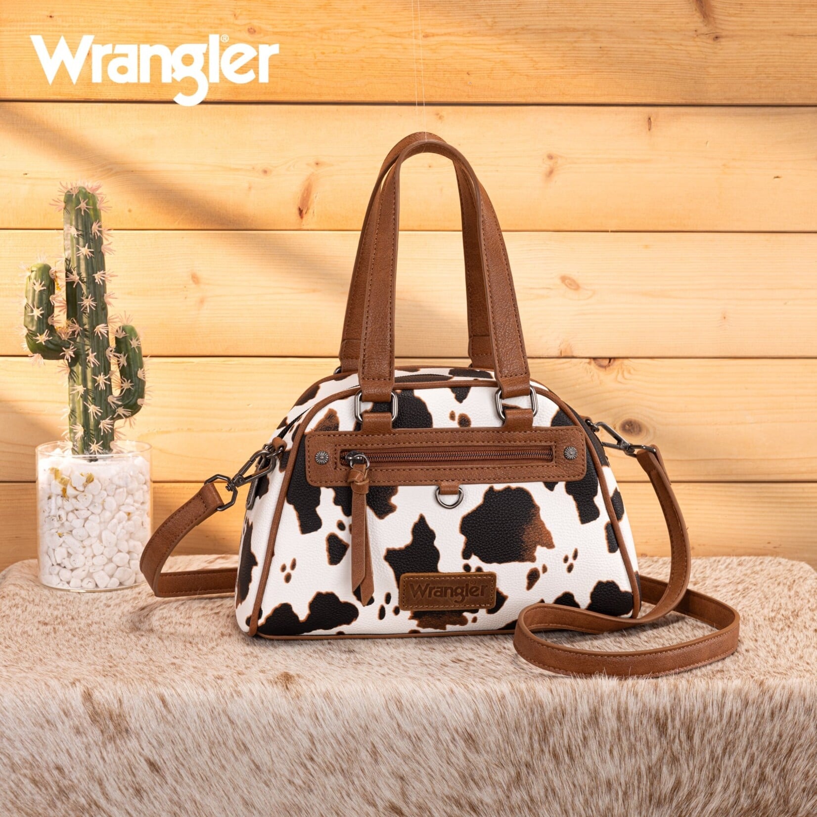 Wrangler WG399-5112BR-CW - Brown Cow - Wrangler Satchel/Crossbody Bag