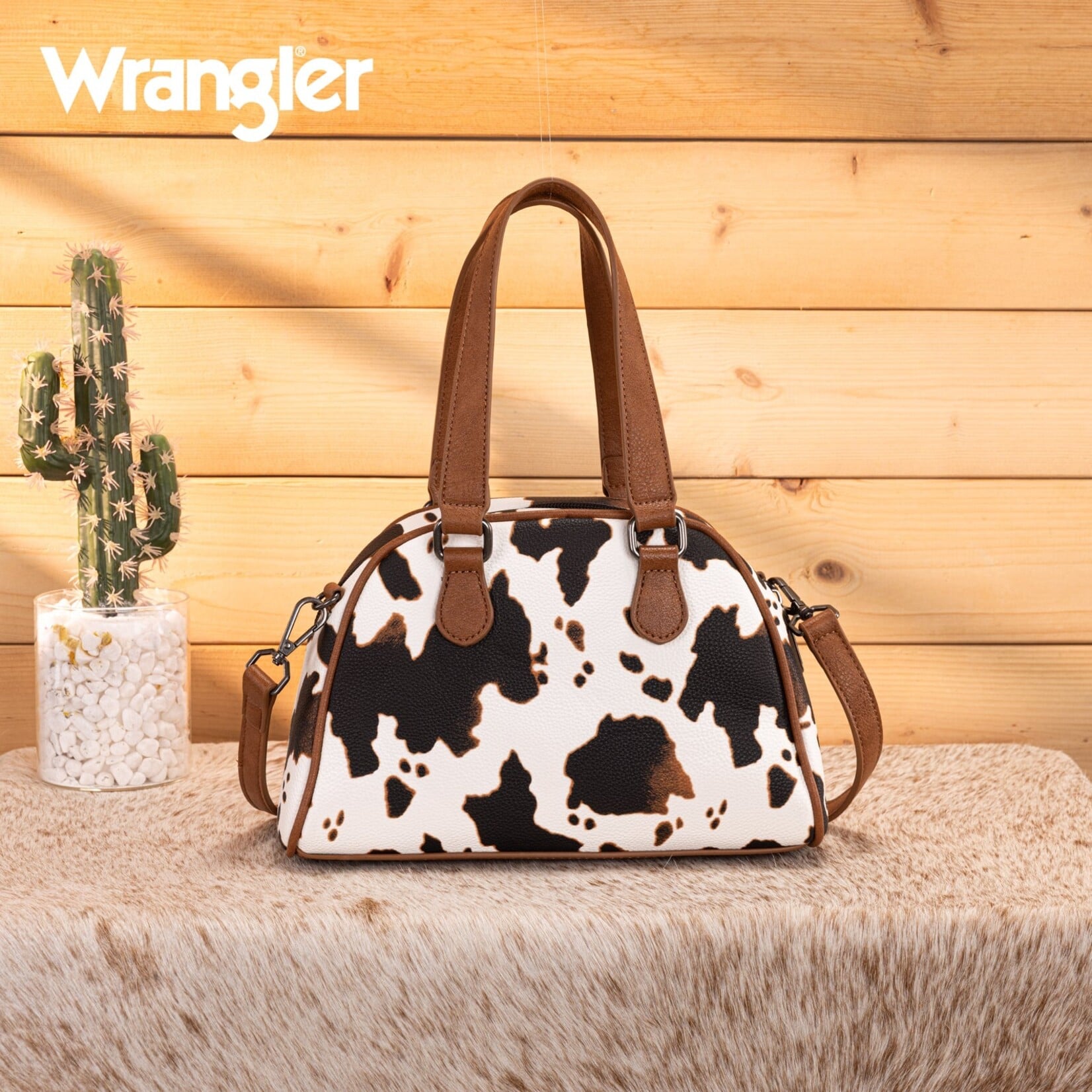 Wrangler WG399-5112BR-CW - Brown Cow - Wrangler Satchel/Crossbody Bag