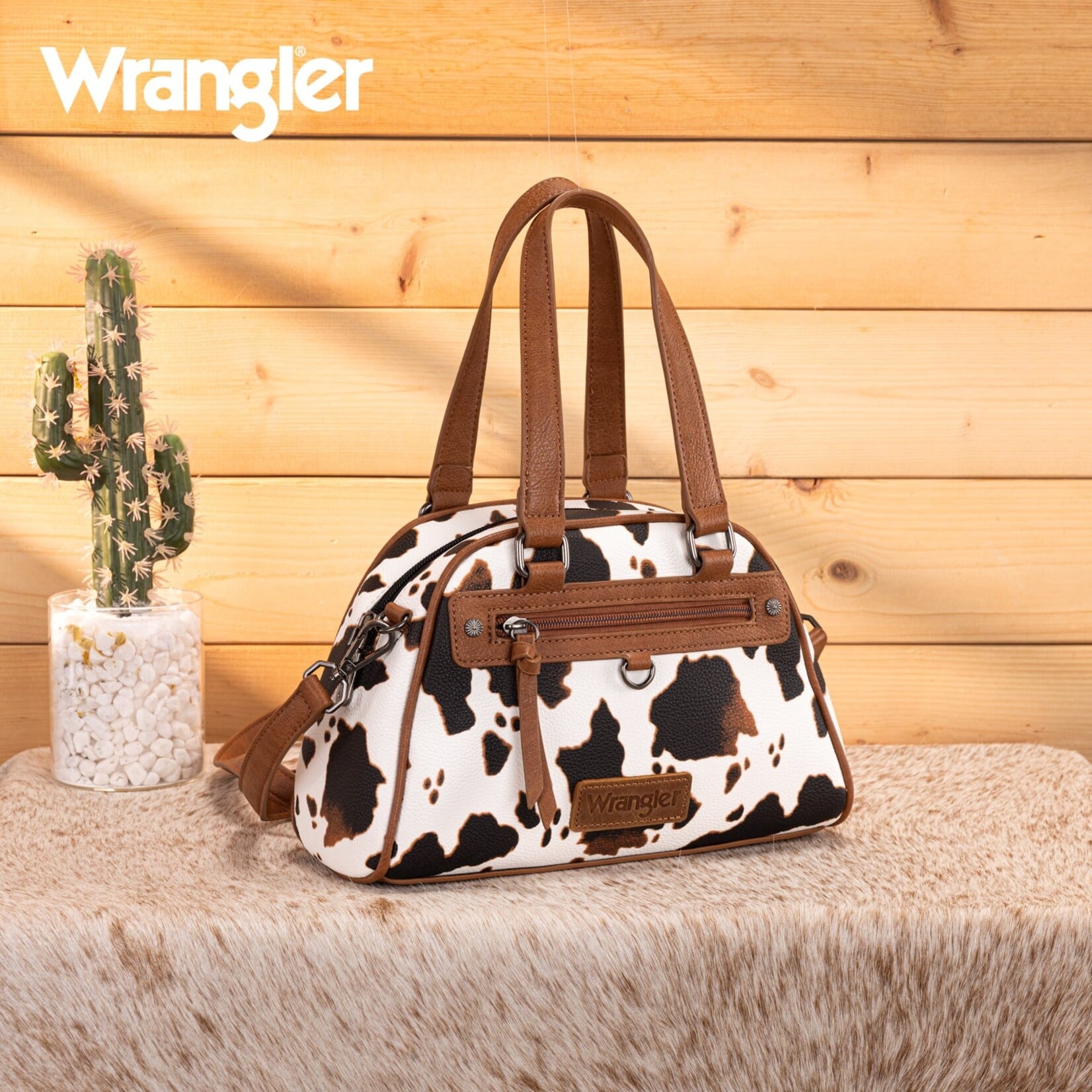 Wrangler WG399-5112BR-CW - Brown Cow - Wrangler Satchel/Crossbody Bag