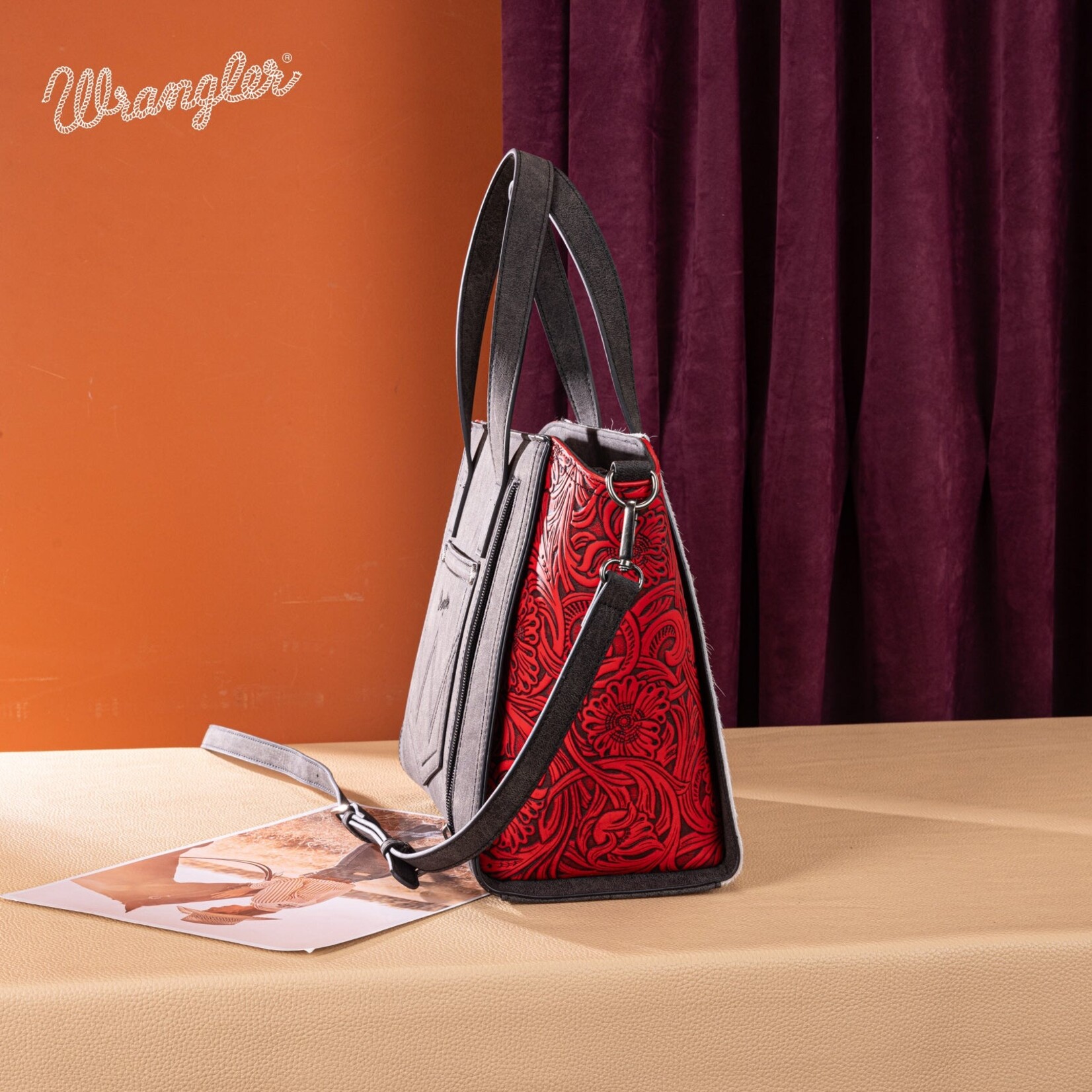 Wrangler WG252-8012RD - Red - Wrangler Genuine Hair-On Cowhide Tote/Crossbody