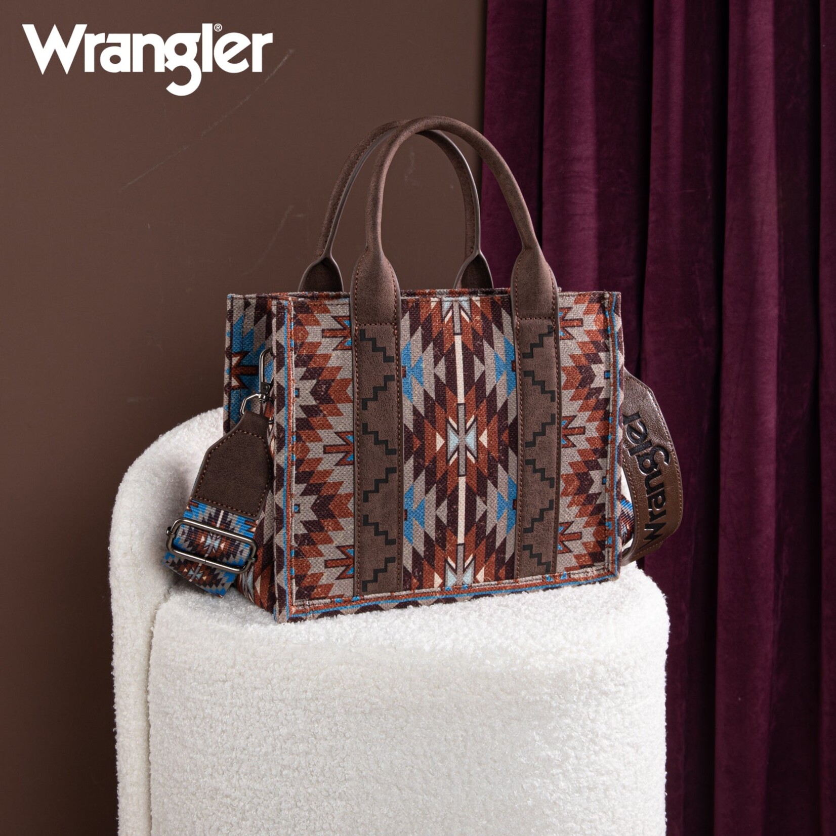 Wrangler WG2213-8120S - Coffee - Wrangler Southwestern Pattern Tote / Crossbody