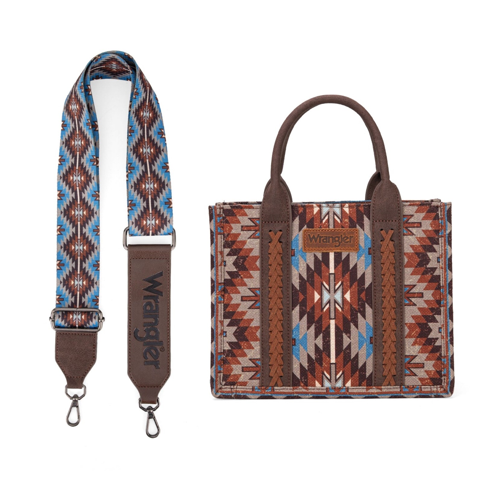 Wrangler WG2213-8120S - Coffee - Wrangler Southwestern Pattern Tote / Crossbody