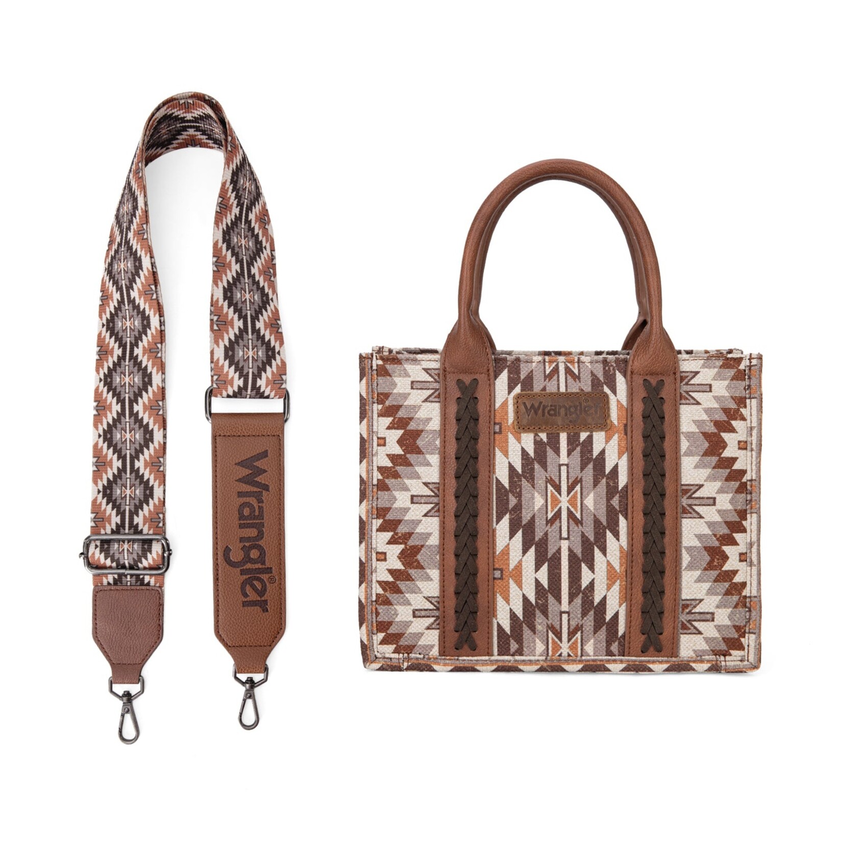 Wrangler WG2213-8120S - Brown - Wrangler Southwestern Pattern Tote / Crossbody