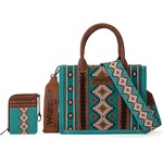 Wrangler WG2203-8120SWTQ - Turquoise - Wrangler Aztec Small Tote/Crossbody and Card Case Set 2Pc