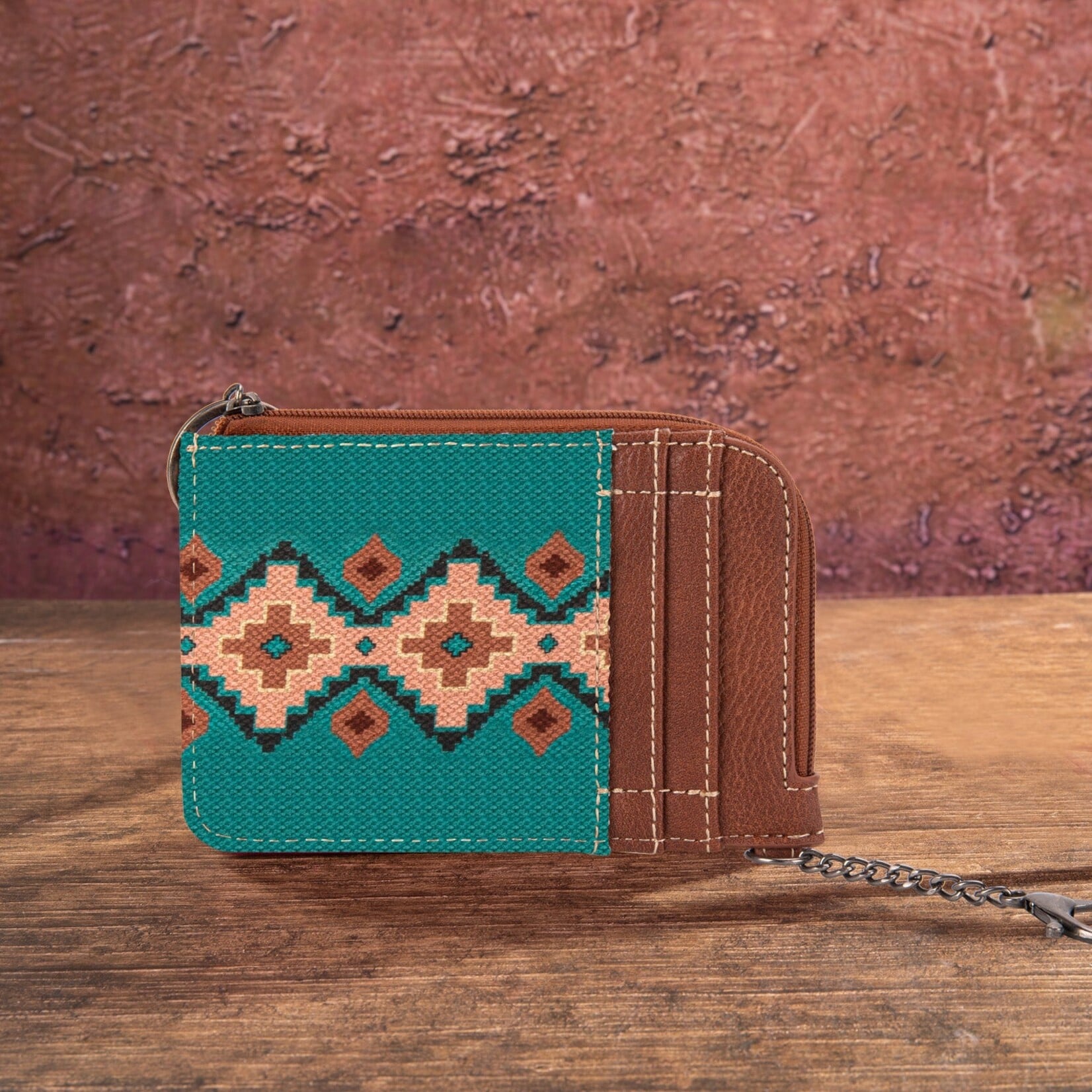 Wrangler WG2203-8120SWTQ - Turquoise - Wrangler Aztec Small Tote/Crossbody and Card Case Set 2Pc