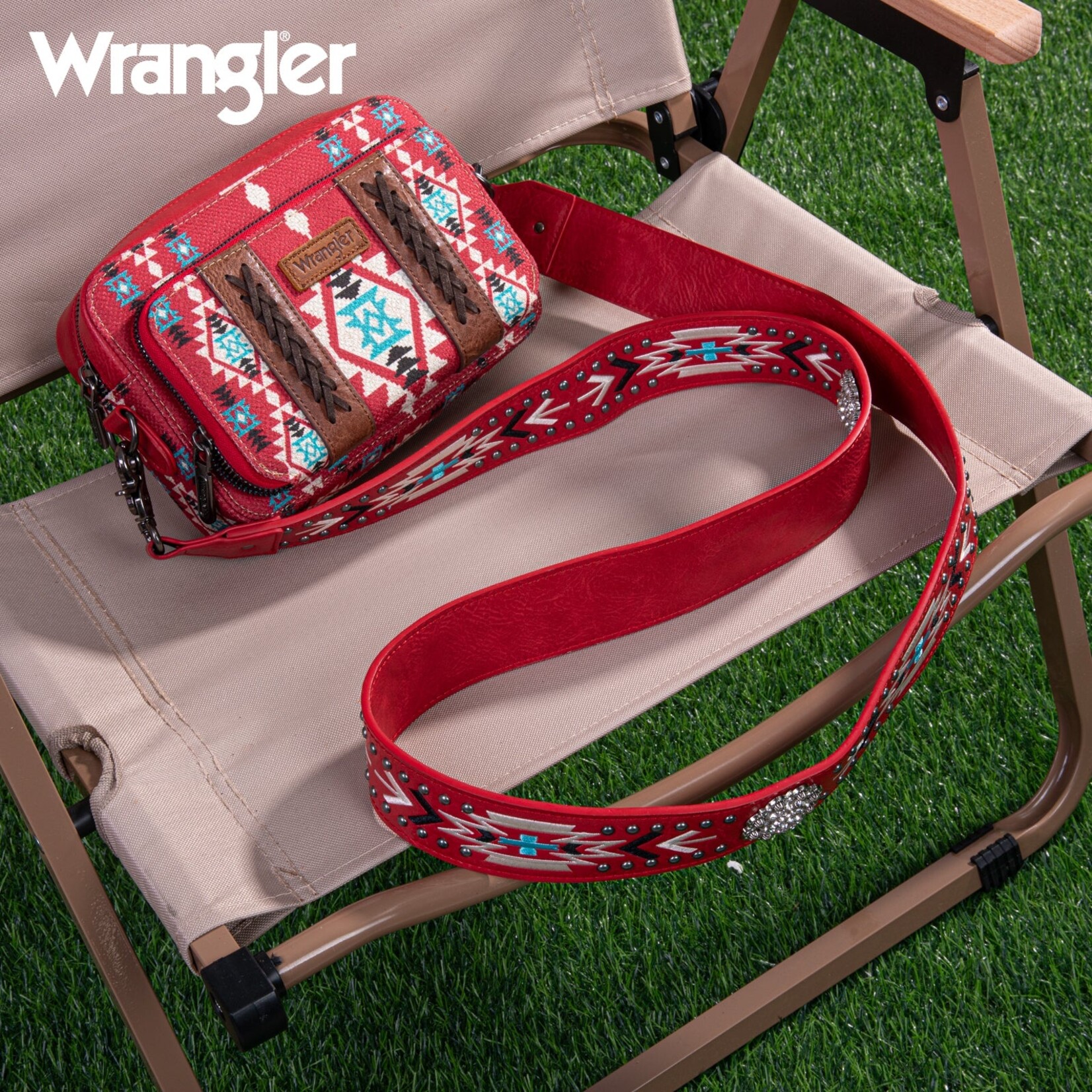 Wrangler WG2207-3003 - Red - Wrangler Crossbody Purse With Wallet Compartment