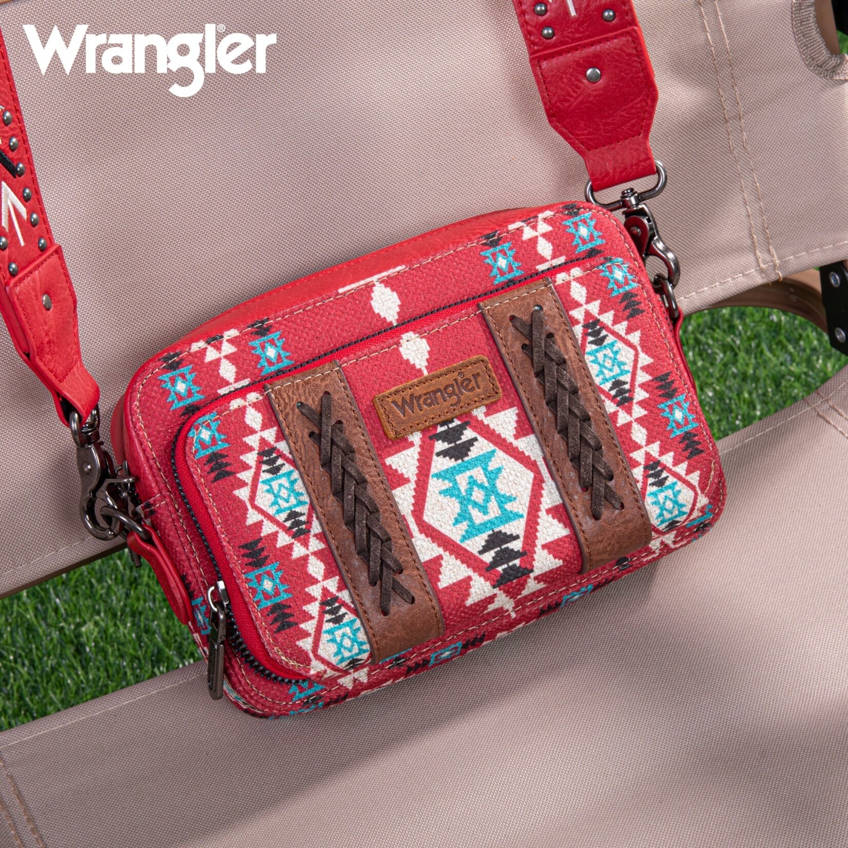 Wrangler WG2207-3003 - Red - Wrangler Crossbody Purse With Wallet Compartment