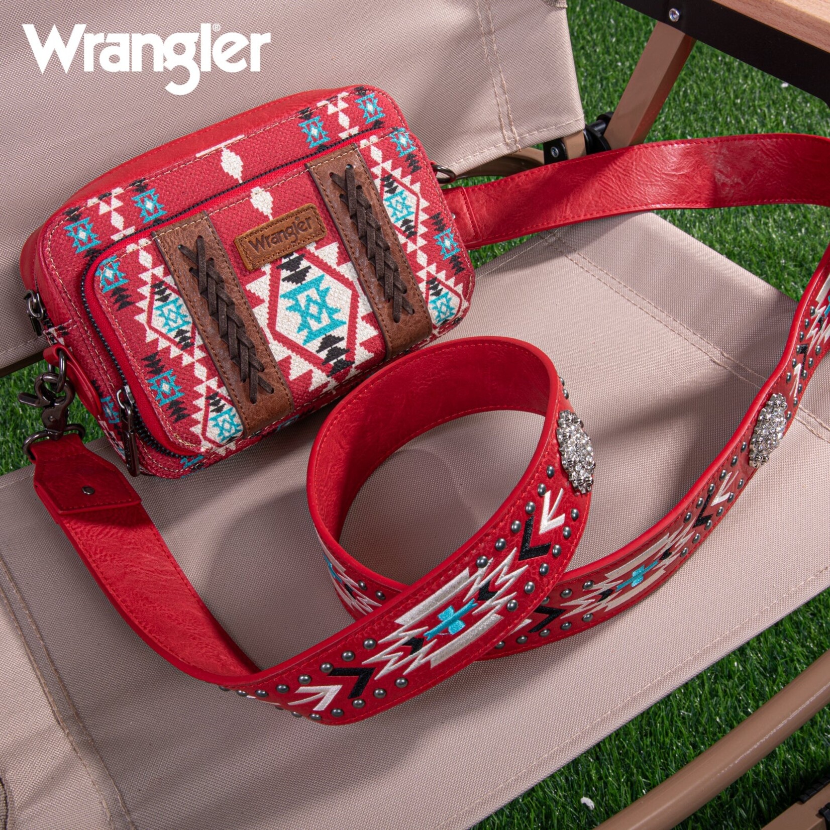 Wrangler WG2207-3003 - Red - Wrangler Crossbody Purse With Wallet Compartment