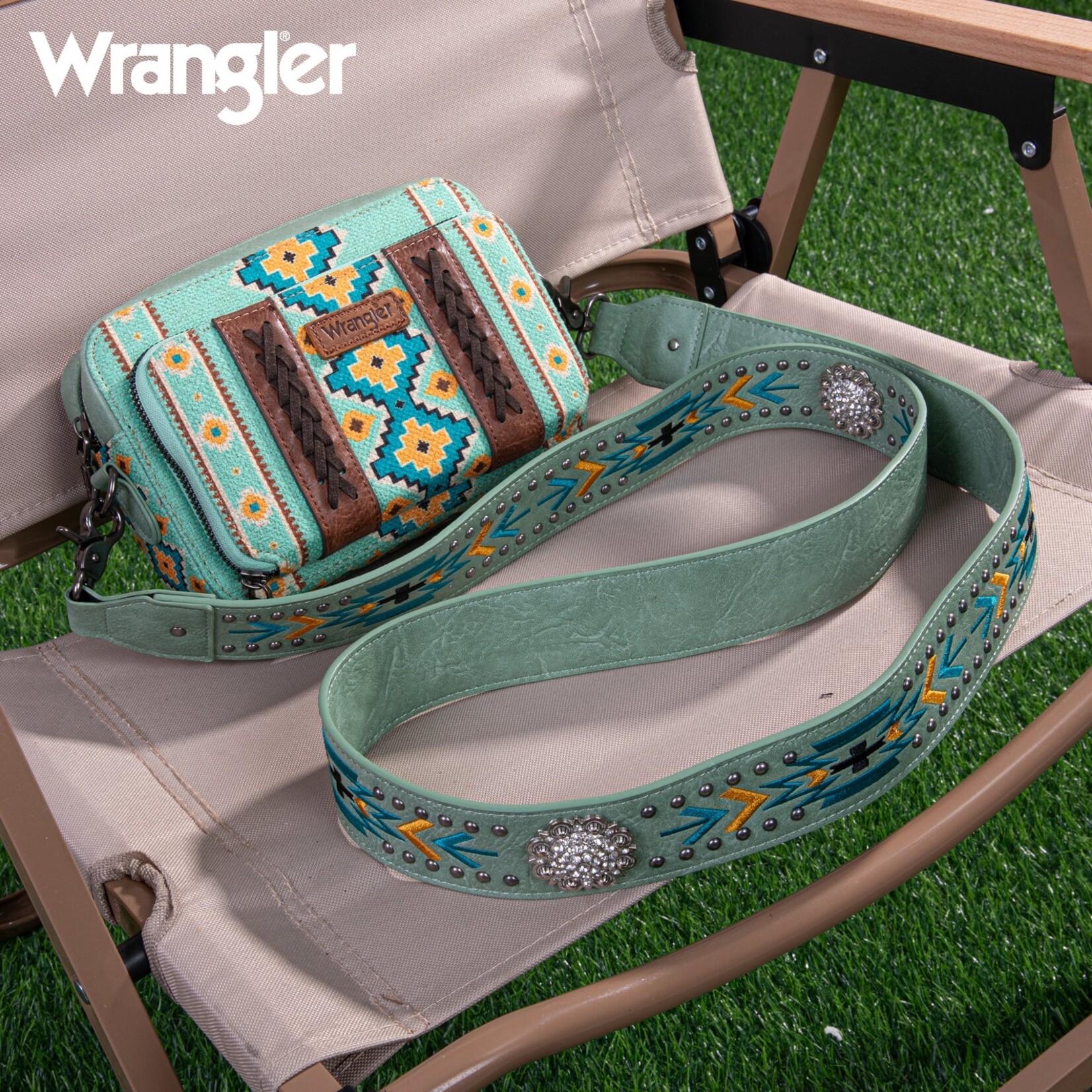 Wrangler WG2207-3003GN - Green - Wrangler Crossbody Purse With Wallet Compartment