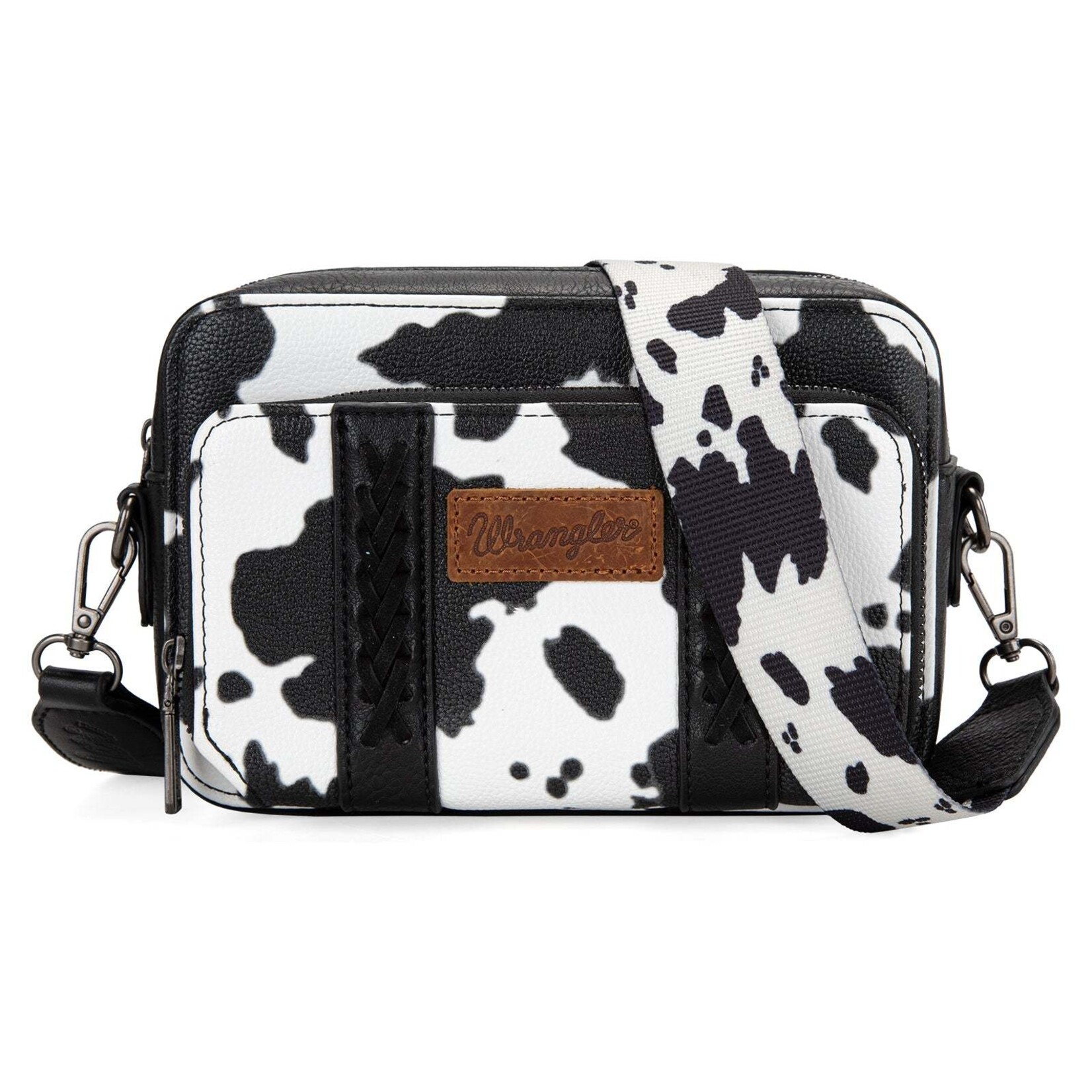 Wrangler WG133-3003 - Black - Wrangler Cow Print Crossbody with Wallet Compartment
