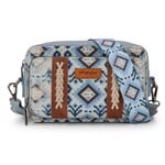 Wrangler WG130-3003 - Navy - Wrangler Southwestern Pattern Dual Sided Print Crossbody Purse With Wallet Compartment