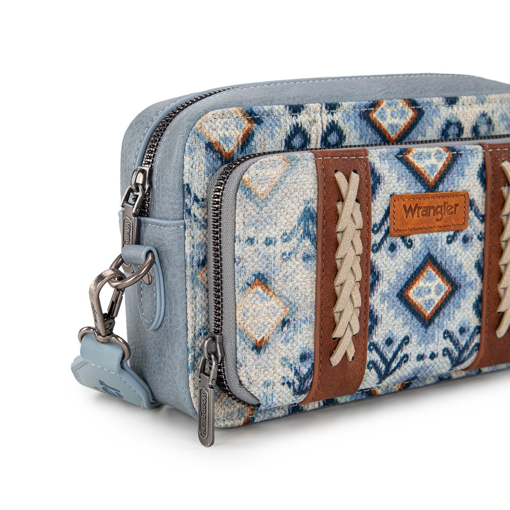 Wrangler WG130-3003 - Navy - Wrangler Southwestern Pattern Dual Sided Print Crossbody Purse With Wallet Compartment