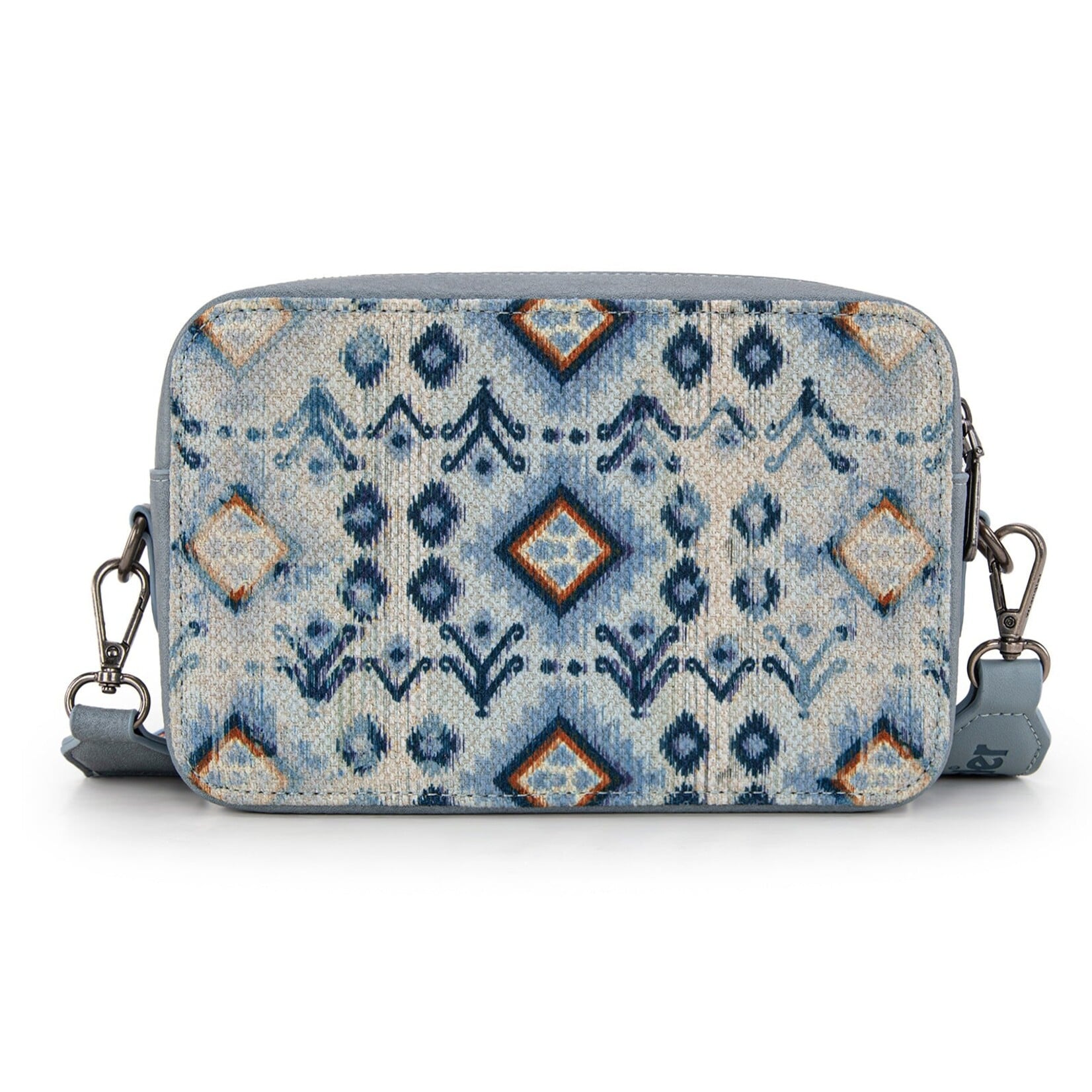 Wrangler WG130-3003 - Navy - Wrangler Southwestern Pattern Dual Sided Print Crossbody Purse With Wallet Compartment