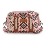 Wrangler WG130-3003 - Dark Pink - Wrangler Southwestern Pattern Dual Sided Print Crossbody Purse With Wallet Compartment