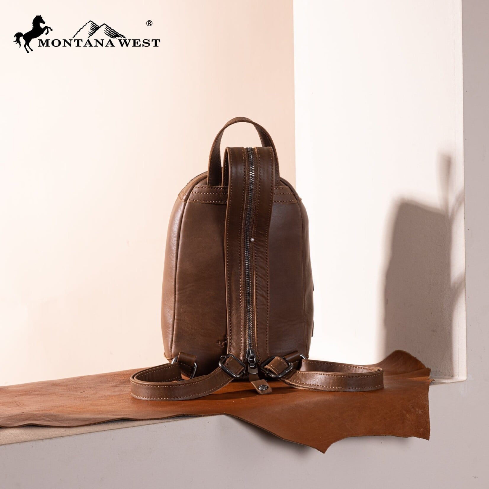 Montana West Inc MWR-066 - Brown - MW Genuine Hair-On Cowhide Convertible Sling Backpack