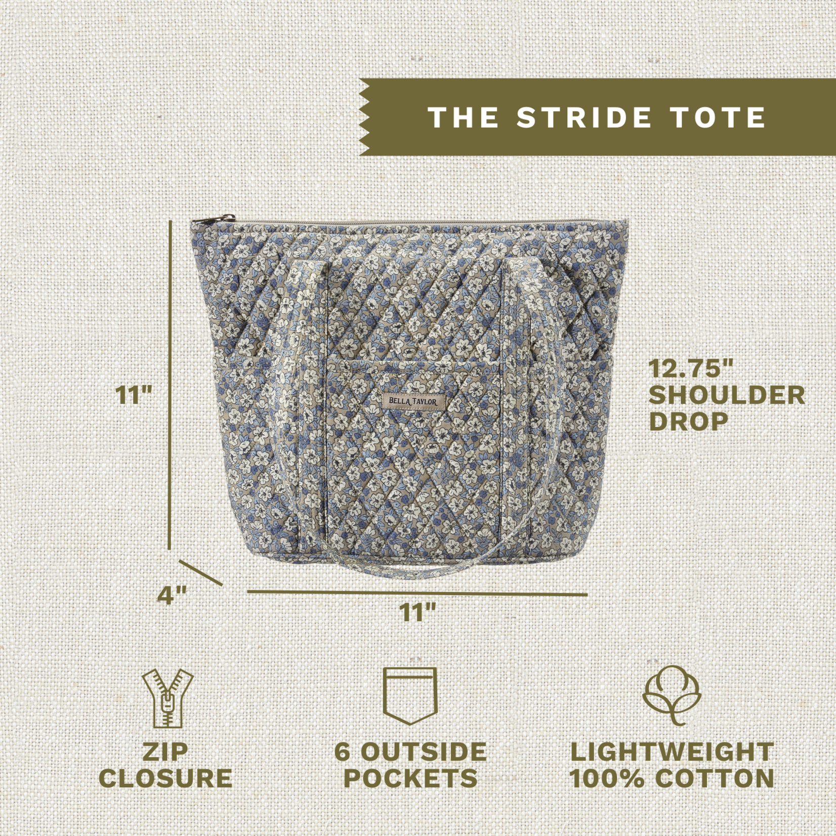Bella Taylor Stride Tote - Khaki Floral