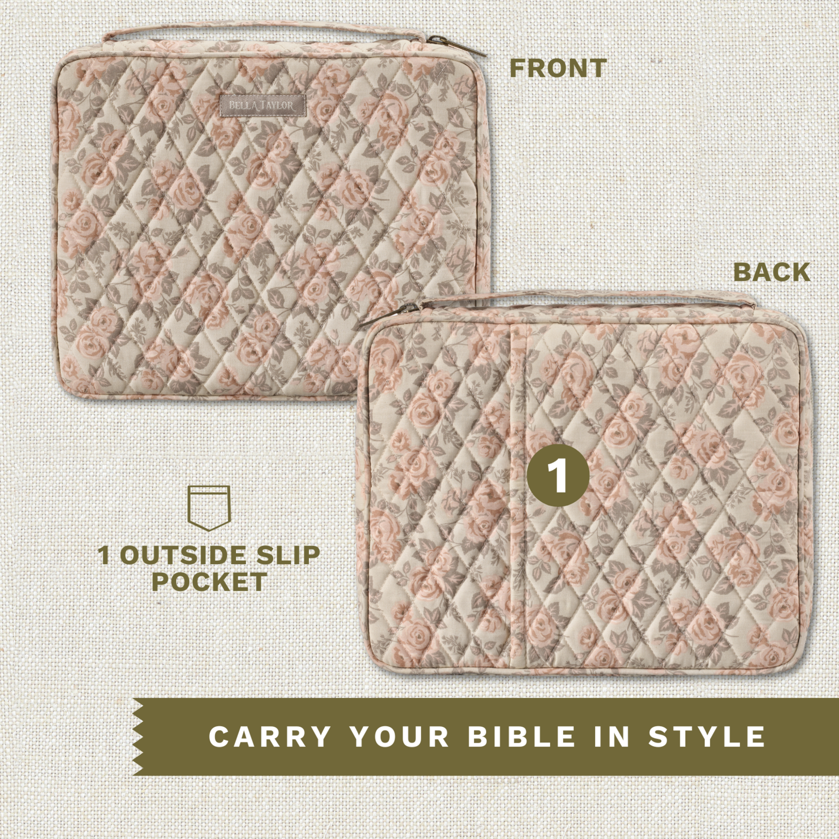 Bella Taylor Bible Cover - Cameo Rose