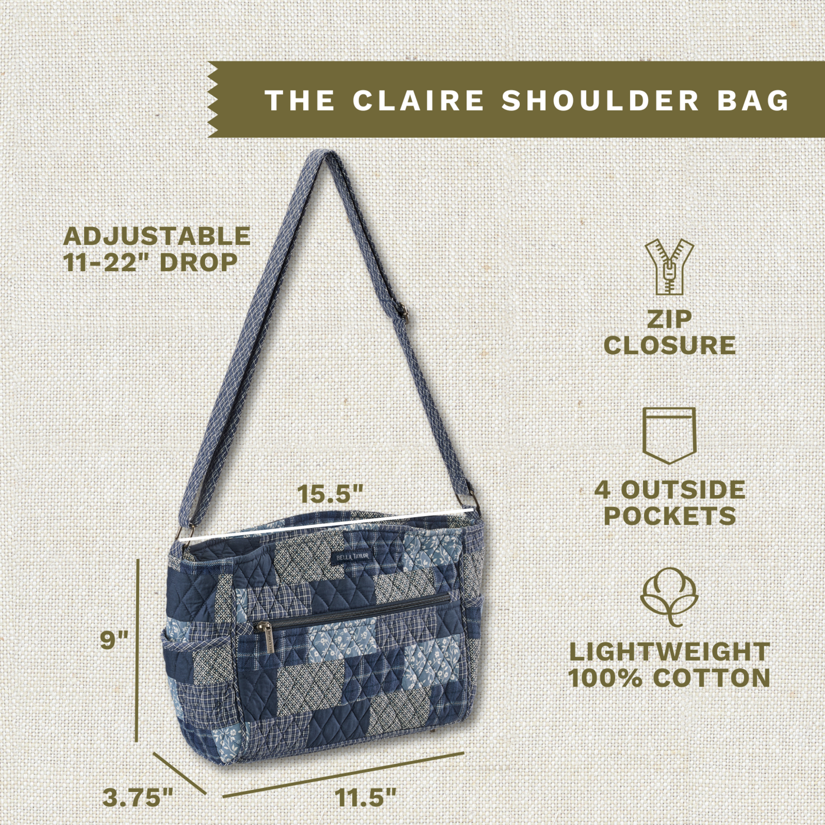 Bella Taylor Claire Handbag - Heritage Blue