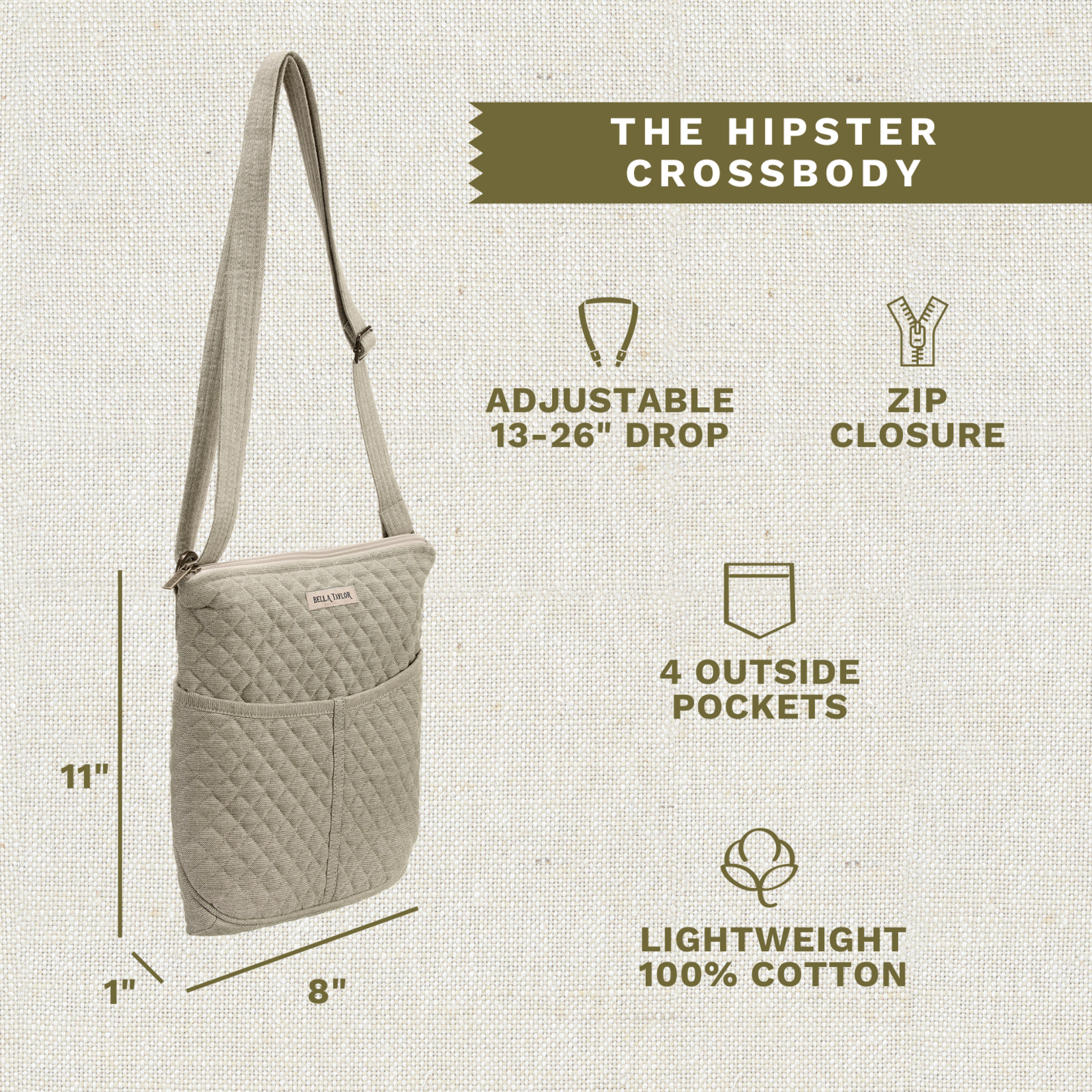Bella Taylor Hipster - Khaki Chambray