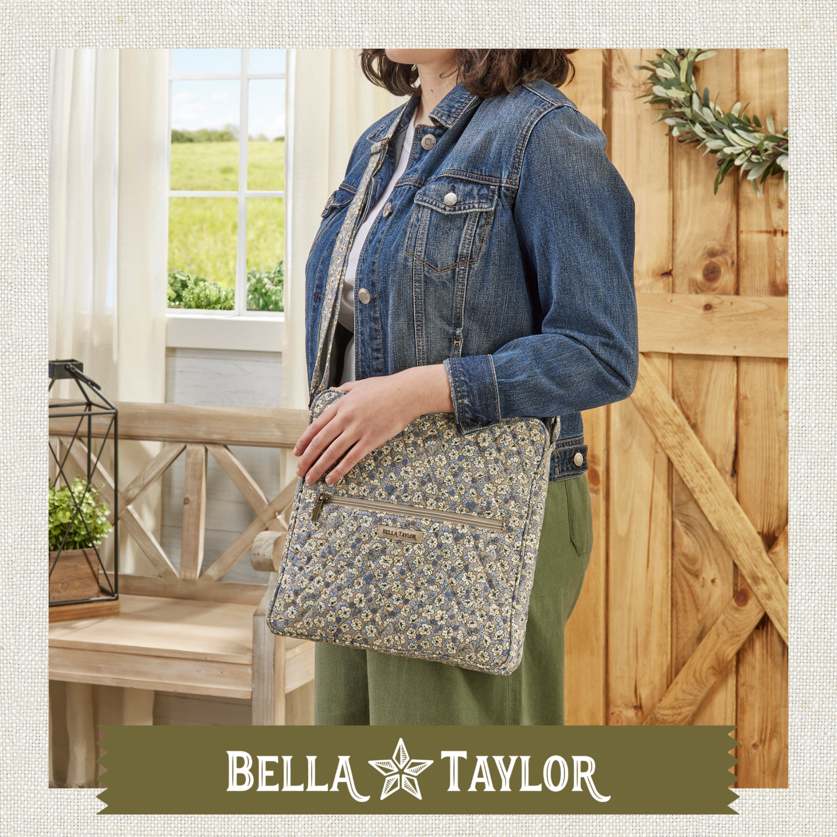 Bella Taylor Large Crossbody - Khaki Floral