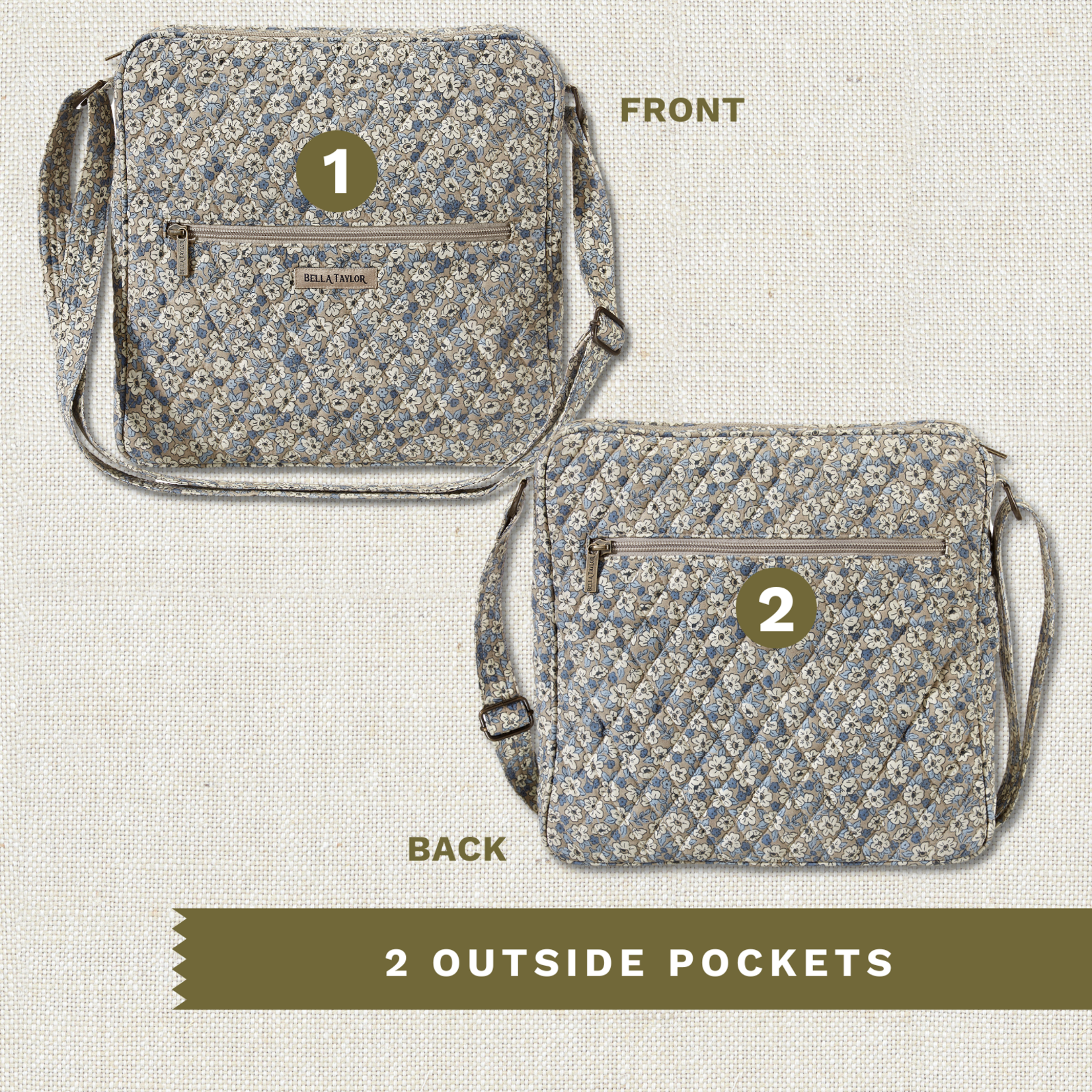 Bella Taylor Large Crossbody - Khaki Floral