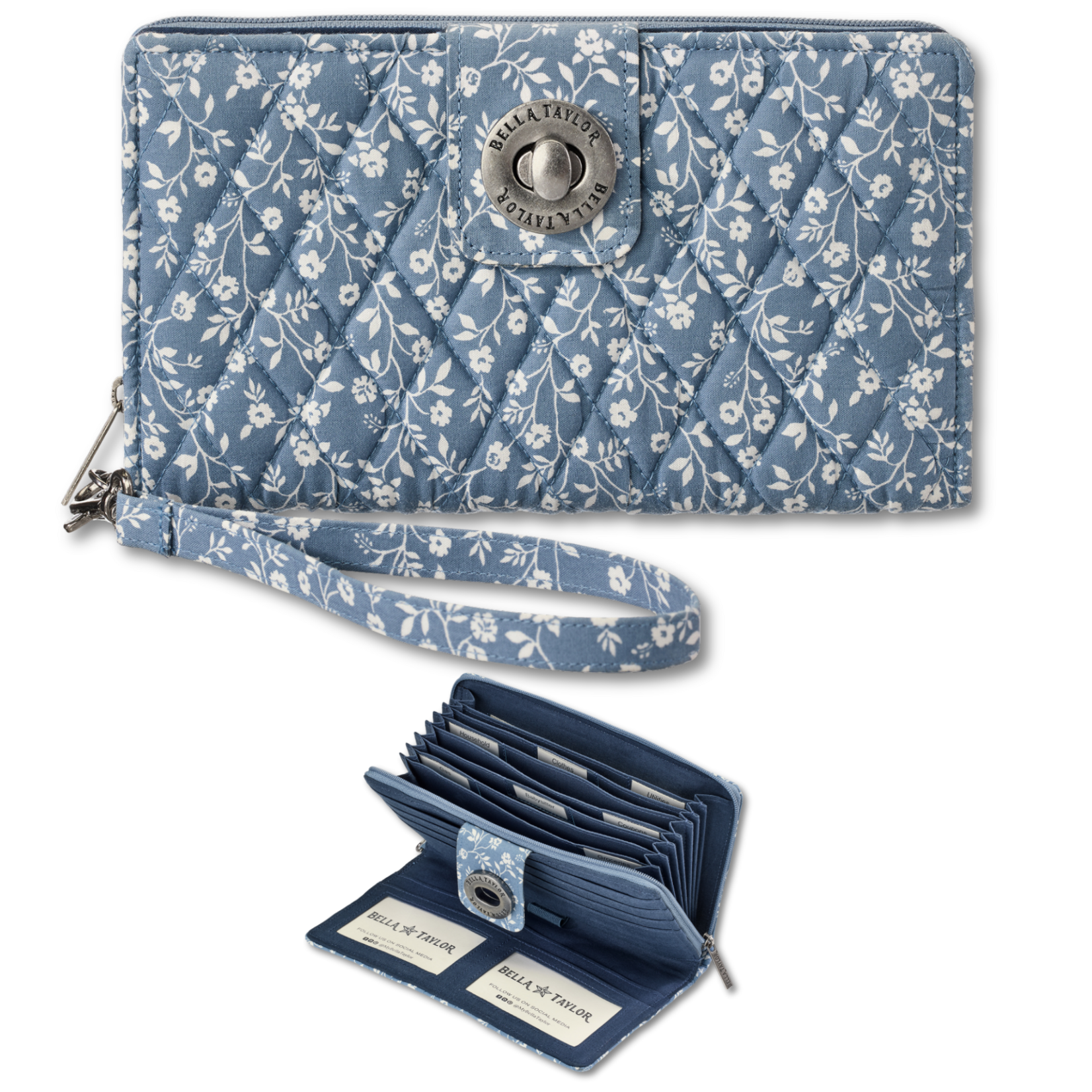 Bella Taylor RFID Cash System Wallet - Heritage Blue Floral