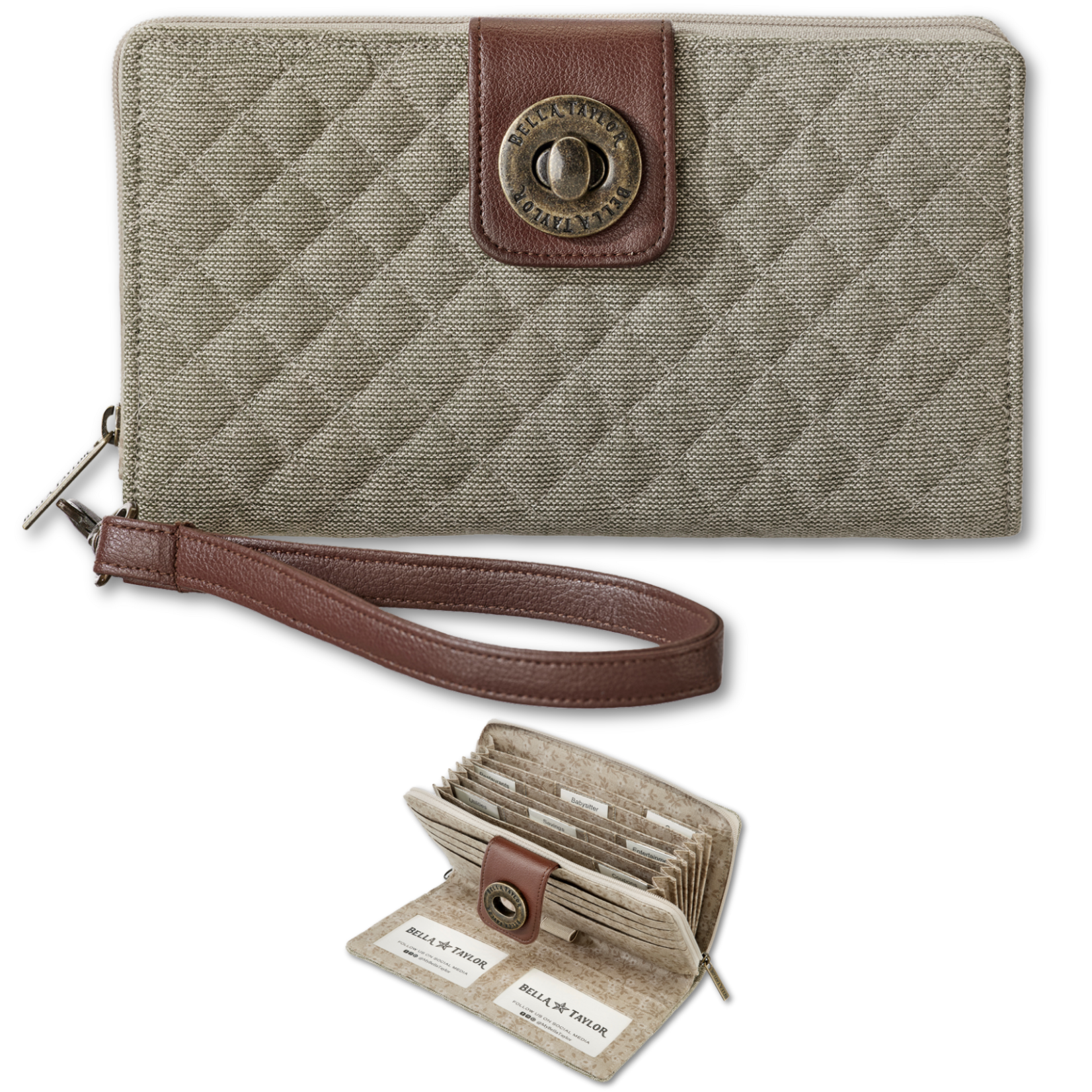 Bella Taylor RFID Cash System Wallet - Khaki Chambray