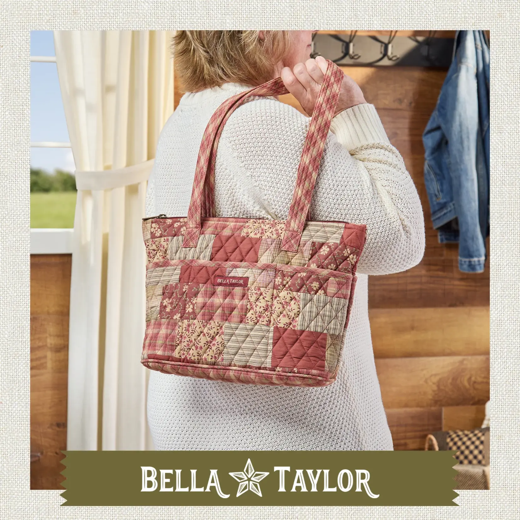 Bella Taylor Small Shoulder Tote - Burgundy Patch