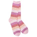 World's Softest Socks 75647 - Pink Multi - Weekend Gem Crew
