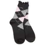 World's Softest Socks 77037 - Black Argyle - Weekend Argyle Ruffle Mini Crew