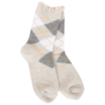 World's Softest Socks 77038 - Oatmeal Argyle - Weekend Argyle Ruffle Mini Crew