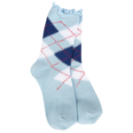 World's Softest Socks 77039 - Blue Argyle - Weekend Argyle Ruffle Mini Crew