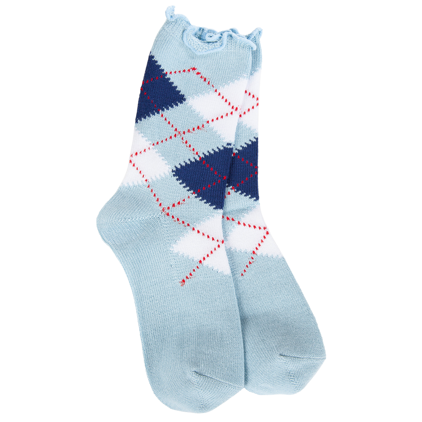 77039 - Blue Argyle - Weekend Argyle Ruffle Mini Crew