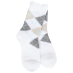 World's Softest Socks 77036 - White Argyle - Weekend Argyle Ruffle Mini Crew