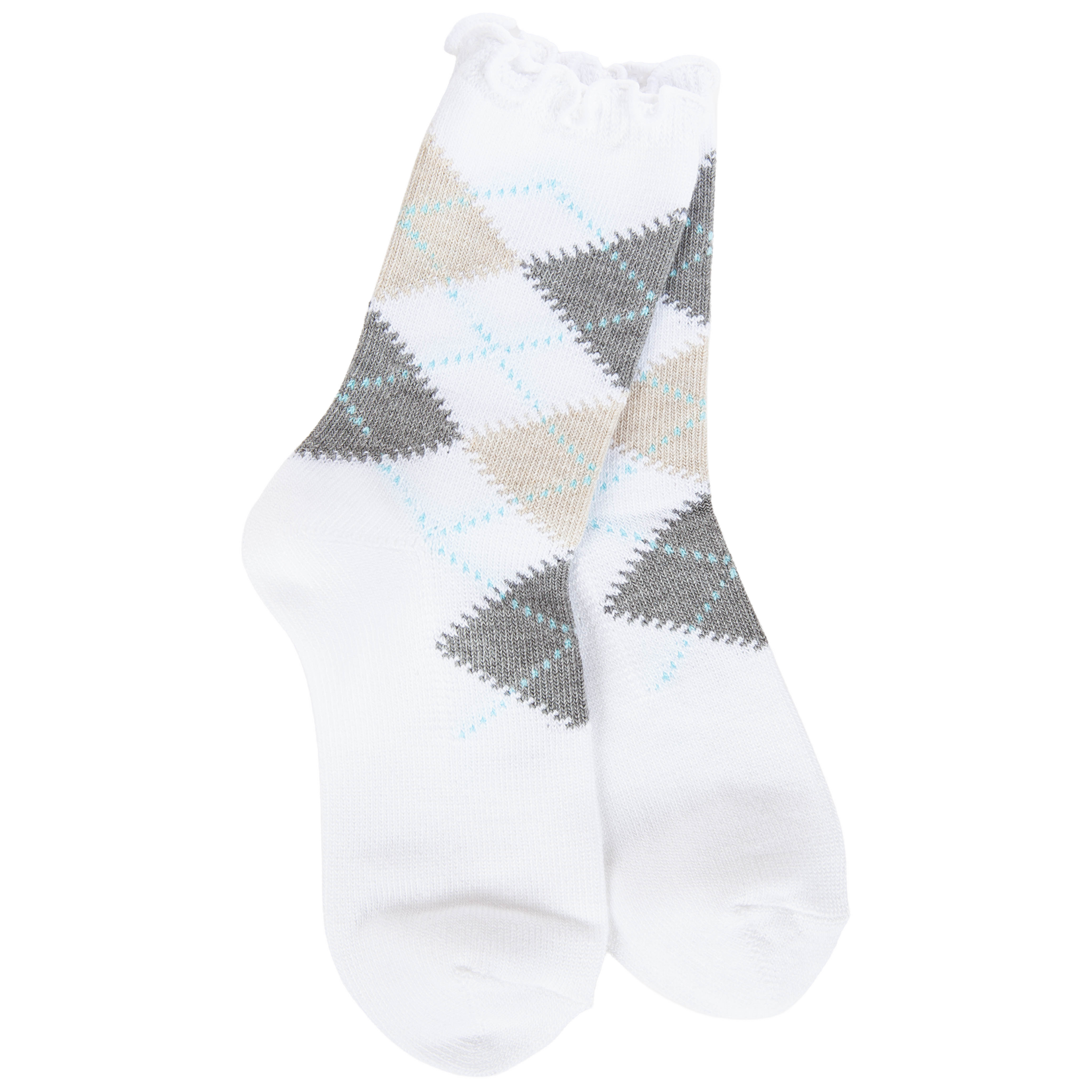 77036 - White Argyle - Weekend Argyle Ruffle Mini Crew