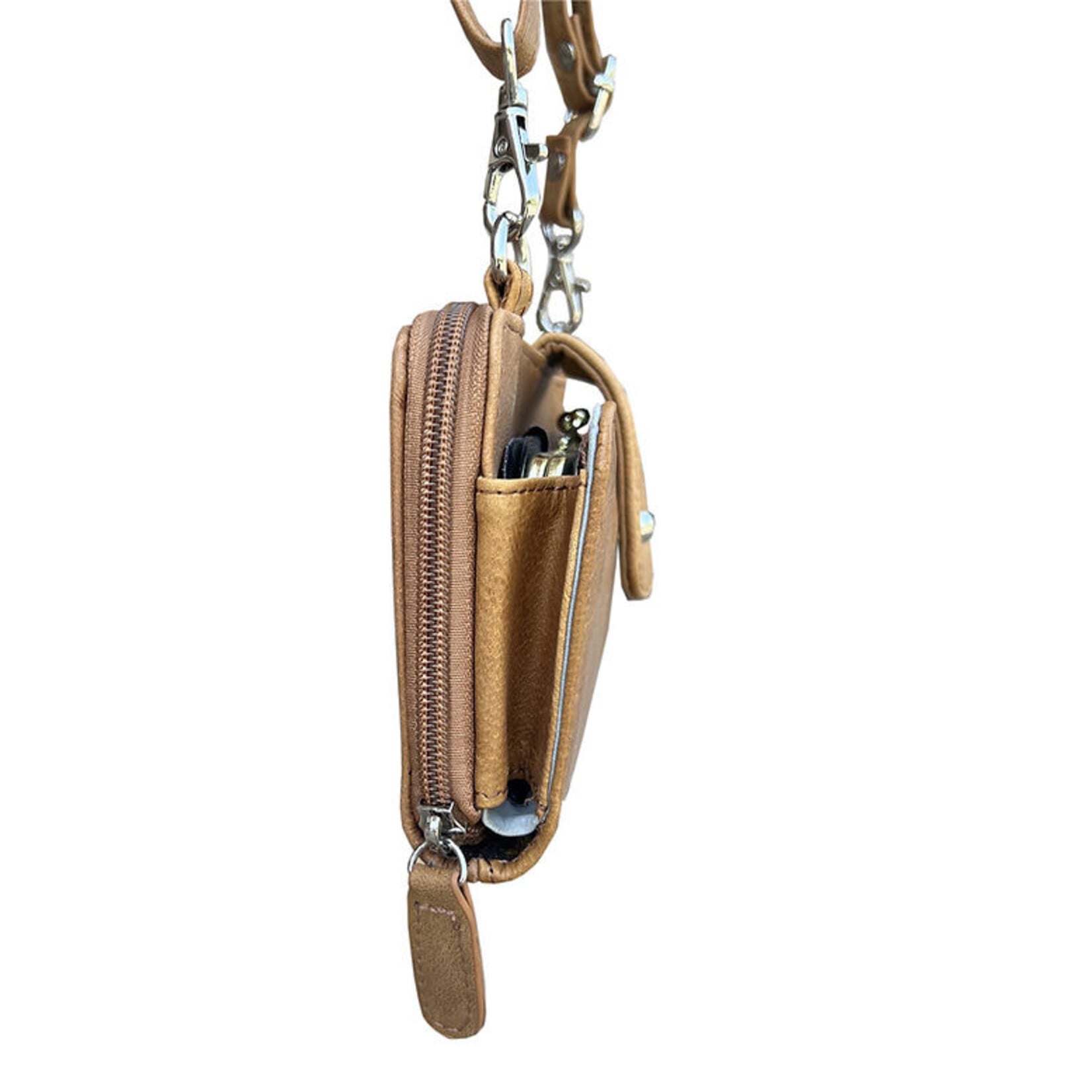 R Leathers 3141 GRY - Phone Pouch w/ CC Slots - Gray