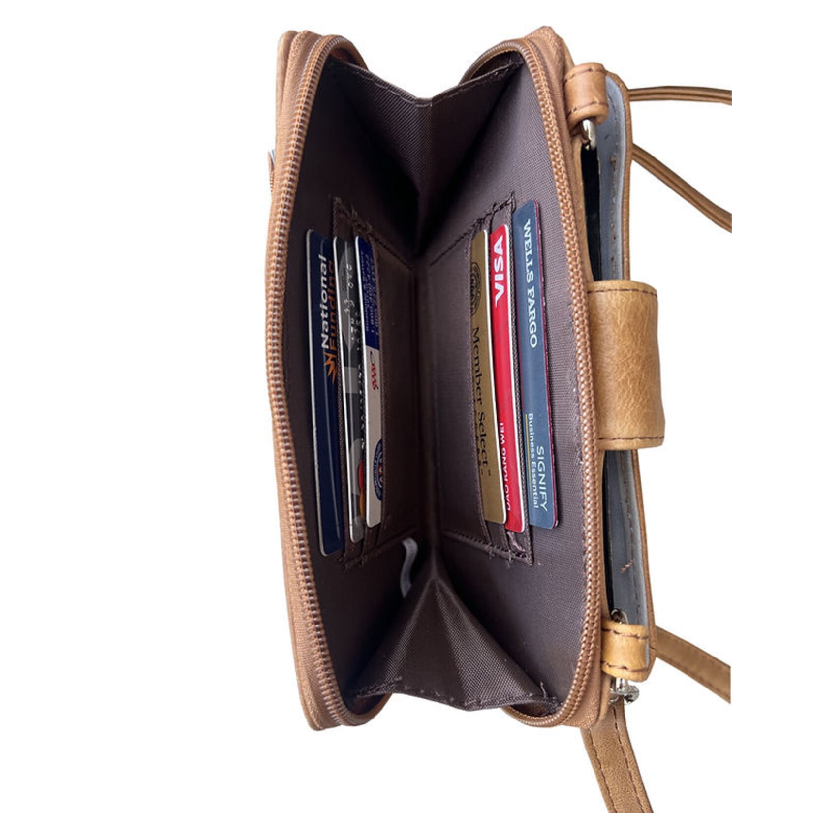 R Leathers 3141 GRY - Phone Pouch w/ CC Slots - Gray