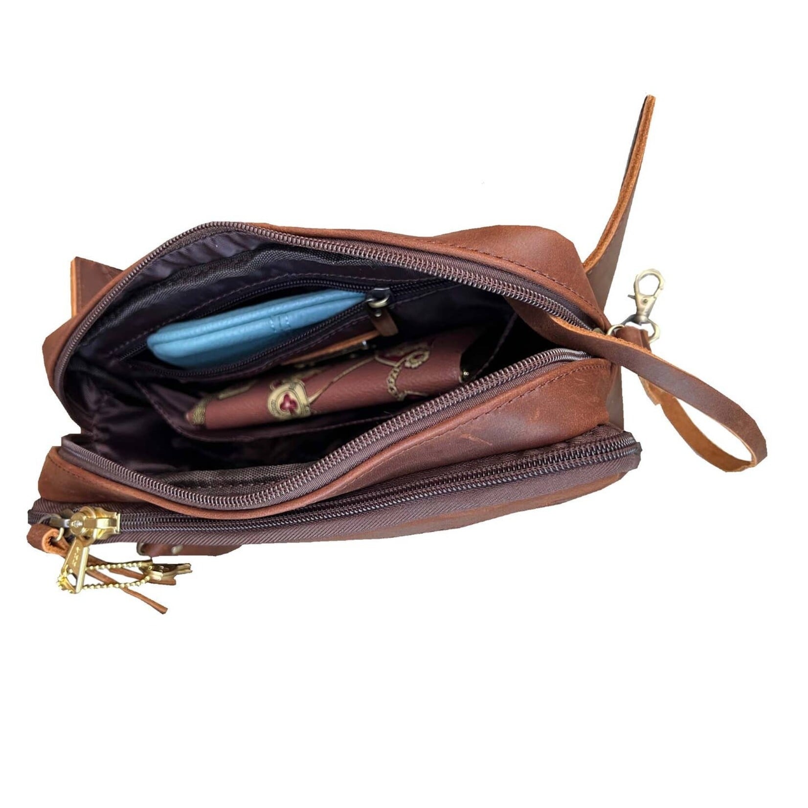 R Leathers F-7073 BN - Vintage Cowhide Leather Fanny Pack / Crossbody / Sling
