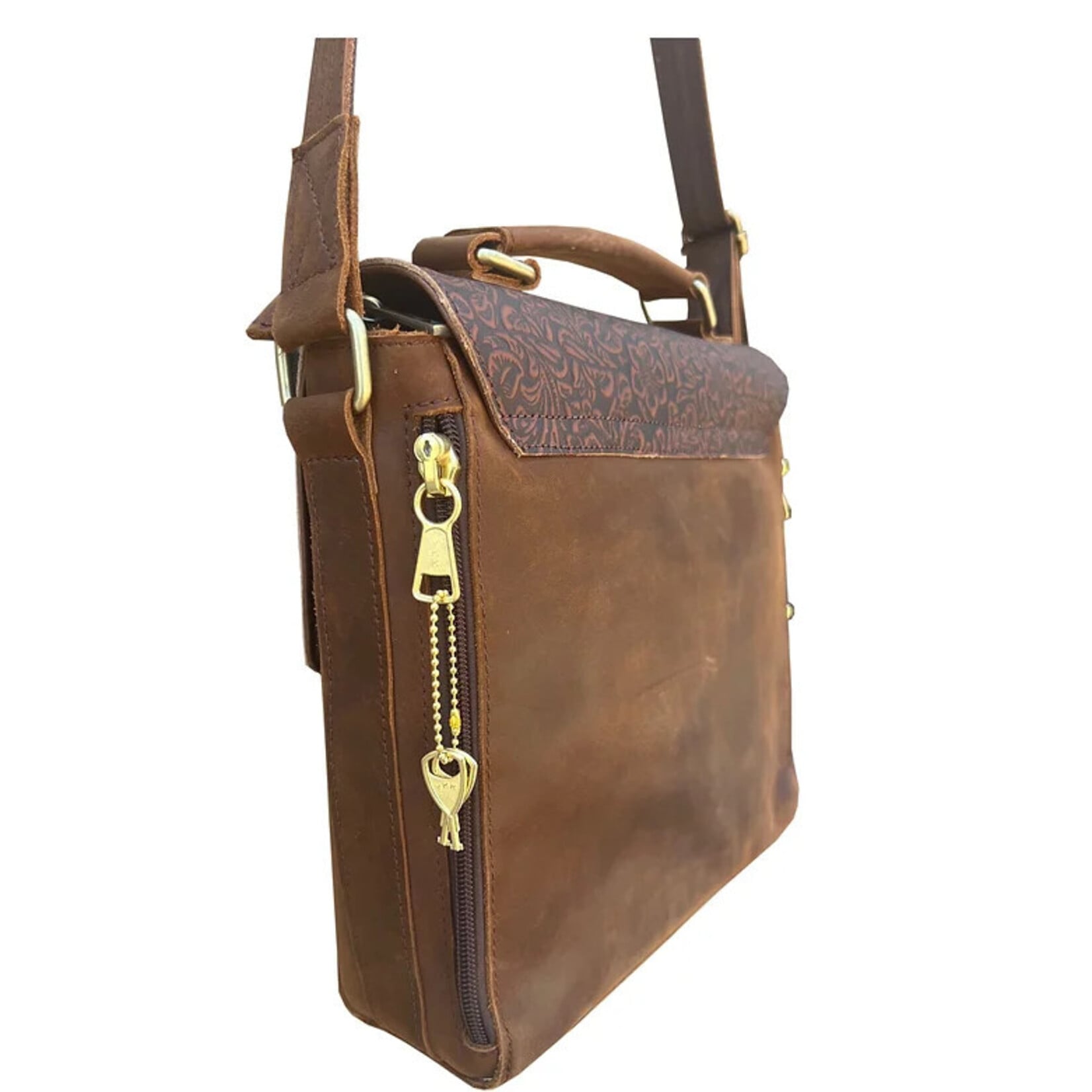 R Leathers F9011 BN - Vintage Leather Crossbody / Shoulder Bag