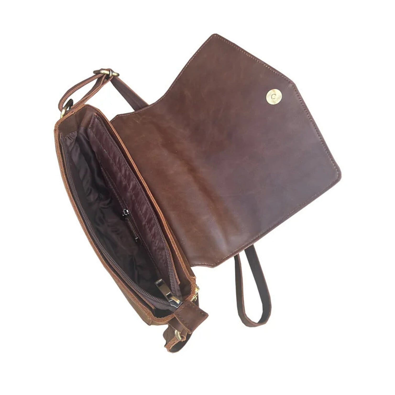 R Leathers F9011 BN - Vintage Leather Crossbody / Shoulder Bag